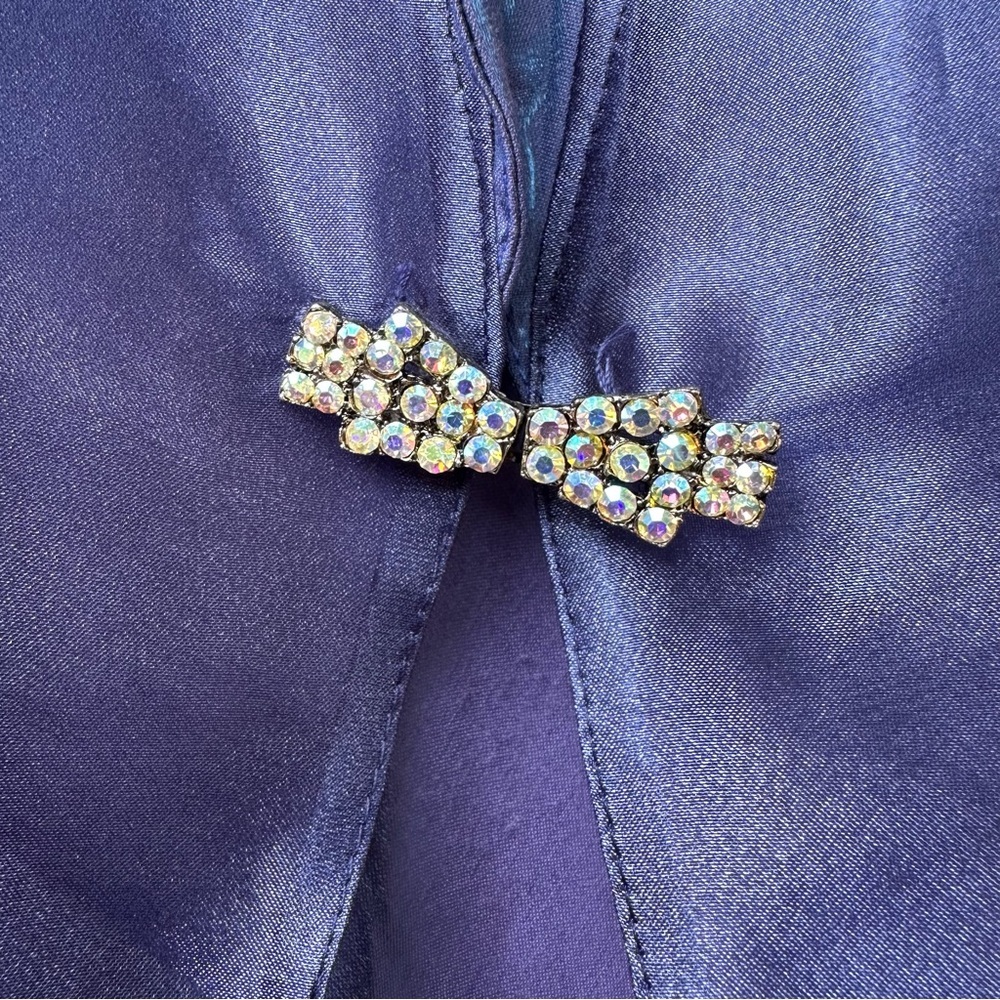 Alex Evenings Petite 8P Blue Maxi Dress Sheer Jacket Formal Rhinestone Set - Picture 6 of 9